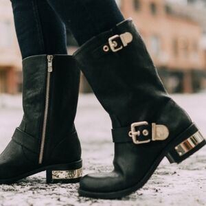 Vince Camuto Winchell black moto boot